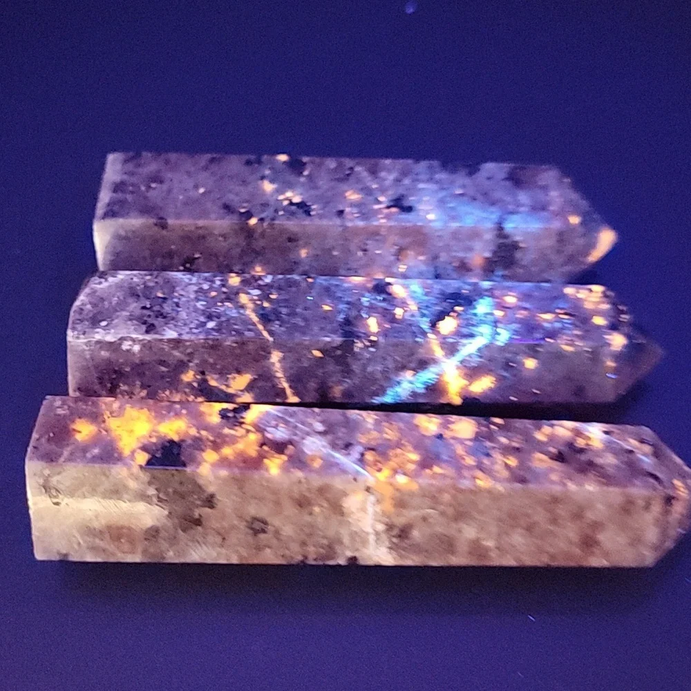 Lot of 3 Yooperlite Towers Natural Gemstone UV Reactive Hand Crafted 234g